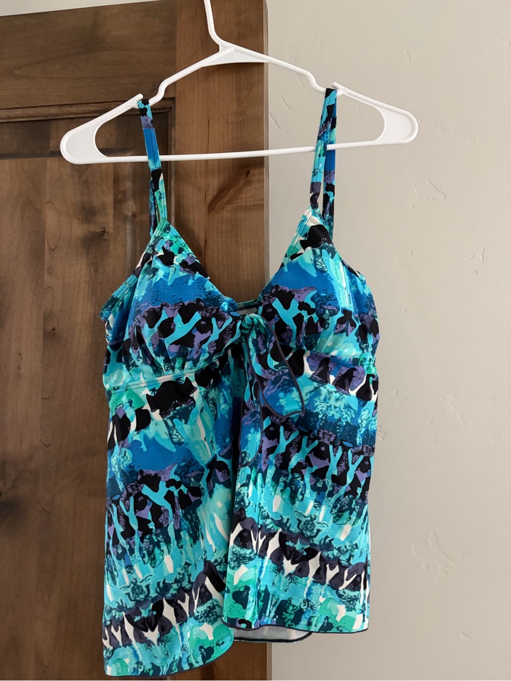 Blue Patterned Women’s Tankini Top